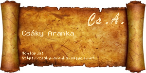 Csáky Aranka névjegykártya